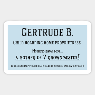 Gertrude's Business Card (BW) Sticker